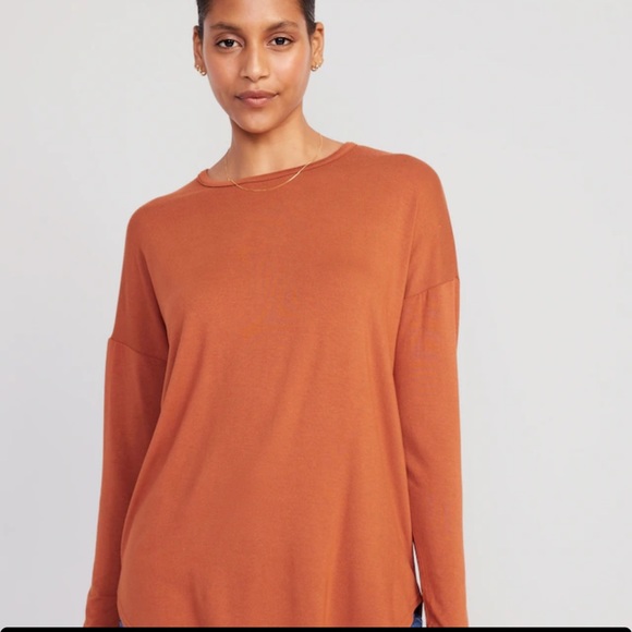 NWT OLD NAVY Luxe Long-Sleeve Tunic T-Shirt Color: Umbria - Picture 2 of 7